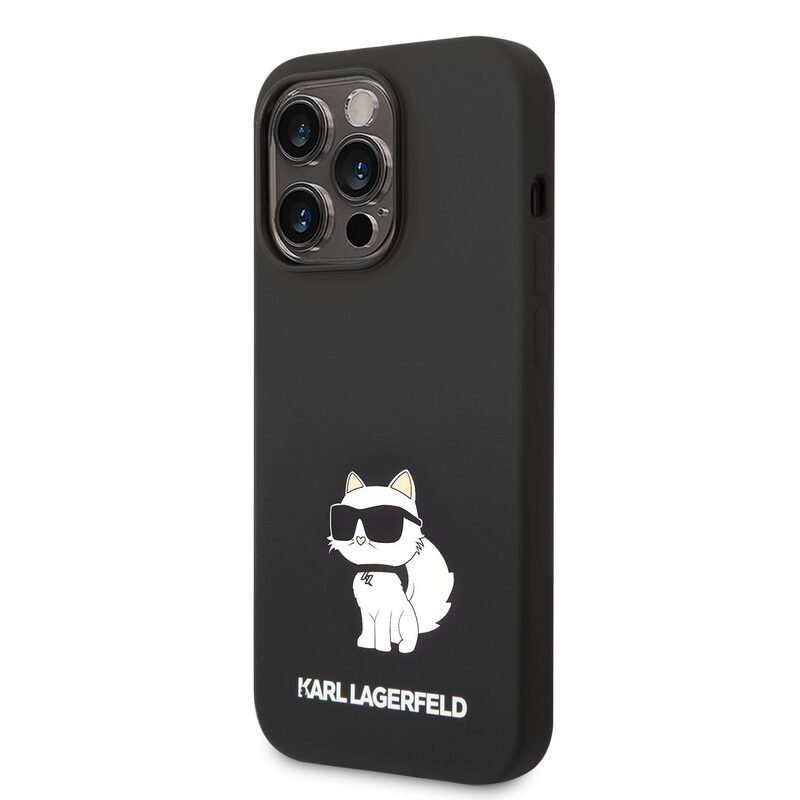 Pouzdro Karl Lagerfeld Liquid Silicone Choupette NFT zadní kryt pro Apple iPhone 14 PRO MAX Black