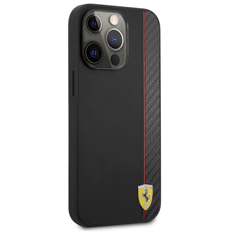 Pouzdro Ferrari Smooth and Carbon Effect zadní kryt pro Apple iPhone 13 PRO Black