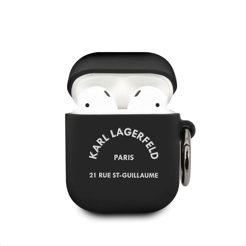 Levně Pouzdro Karl Lagerfeld Rue St Guillaume pro Apple Airpods 1/2 Black