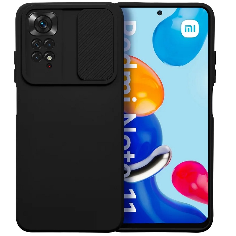 Pouzdro silikon Xiaomi Redmi Note 11, Redmi Note 11S Camera Shield matné černé