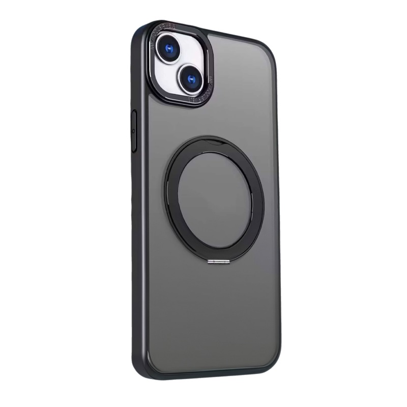 Pouzdro silikon Apple iPhone 15 PRO Magsafe Ring otočný / stojánek matné černé