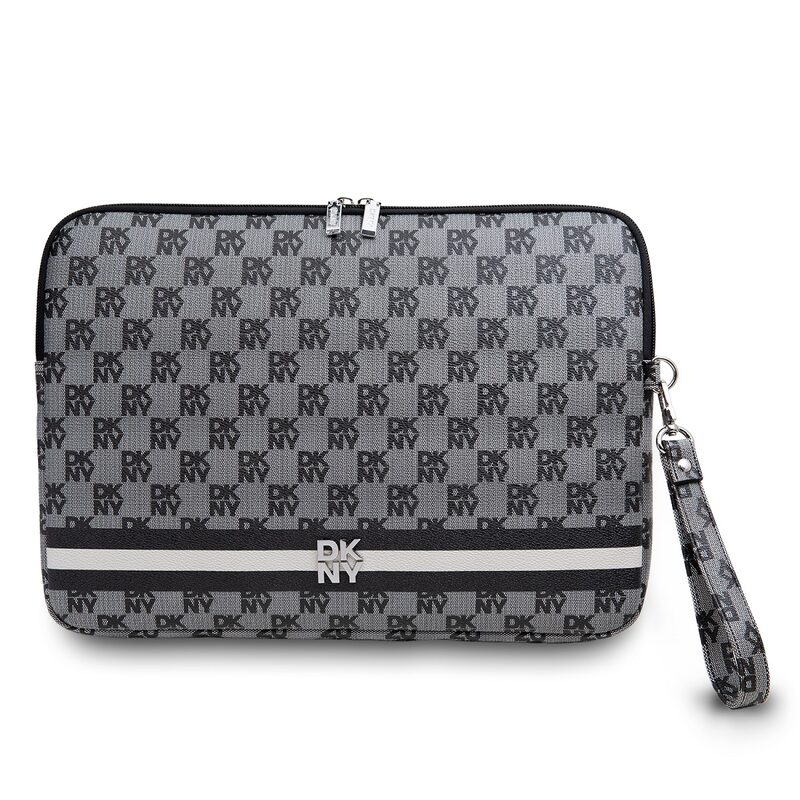 Pouzdro DKNY PU Leather Checkered Pattern and Stripe obal na Notebook 13/14" Black