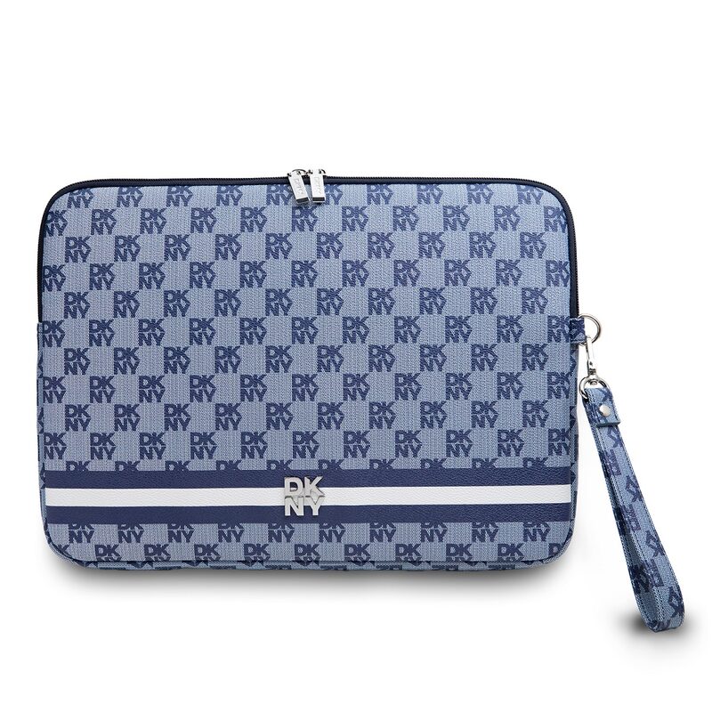 Pouzdro DKNY PU Leather Checkered Pattern and Stripe obal na Notebook 13/14" Blue