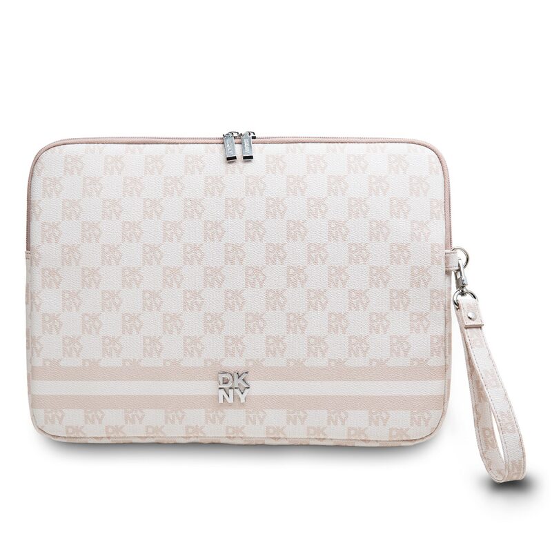 Pouzdro DKNY PU Leather Checkered Pattern and Stripe obal na Notebook 13/14" Pink