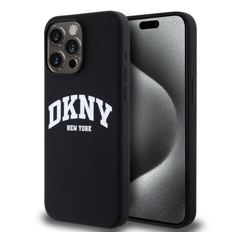 Levně Pouzdro DKNY Liquid Silicone Arch Logo MagSafe zadní kryt Apple iPhone 15 PRO MAX Black