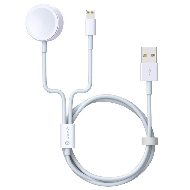 USB dobíjecí kabel Apple iPhone 8 pin Lightning + Apple Watch 3W 1A 2v1 Devia Smart EA199 bílý