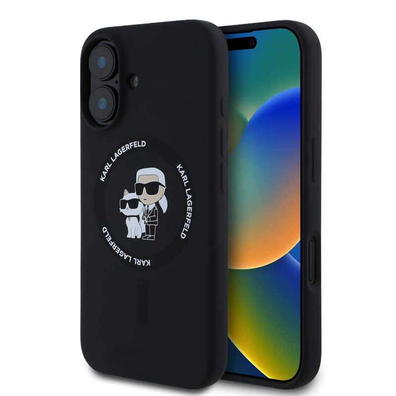 Pouzdro Karl Lagerfeld Liquid Silicone Karl & Choupette MagSafe kryt Apple iPhone 16 Black