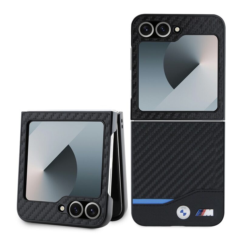 Pouzdro BMW M PU Carbon Blue Line zadní kryt Samsung F741 Galaxy Z Flip 6 Black