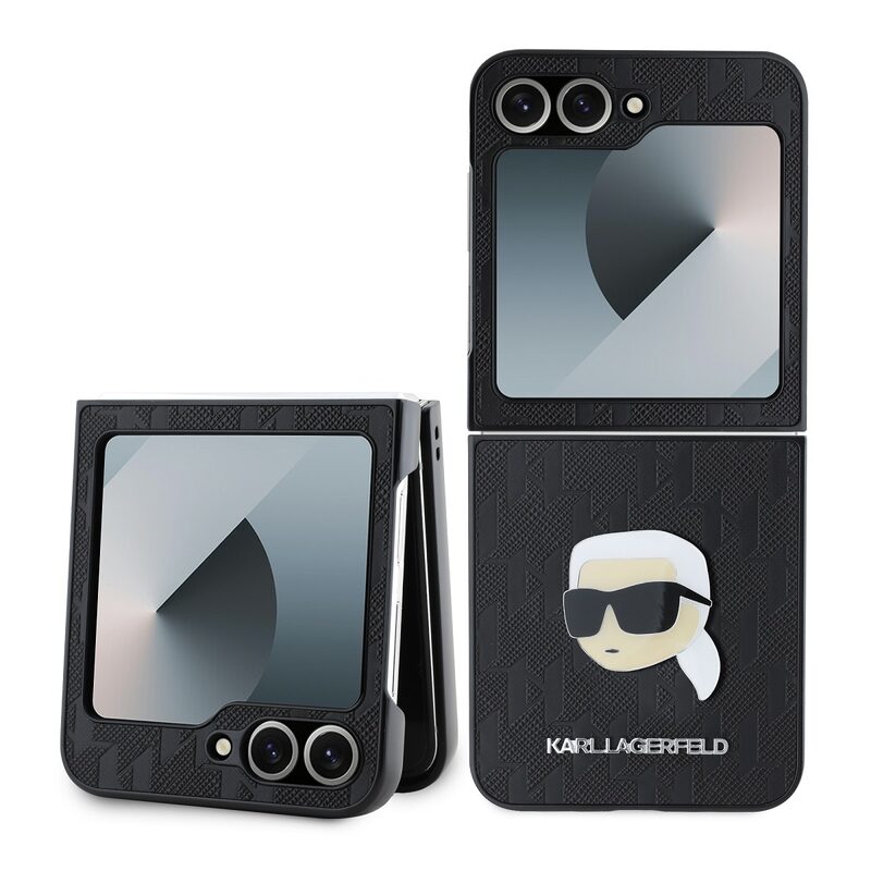 Pouzdro Karl Lagerfeld PU Saffiano Monogram Karl Head kryt Samsung F741 Galaxy Z Flip 6 Black