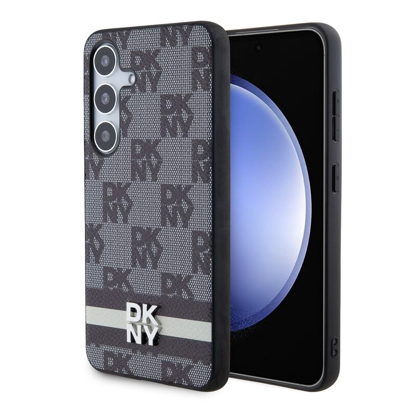 DKNY PU Leather Checkered Pattern and Stripe Samsung Galaxy S24+ Black DKHCS24MPCPTSSK