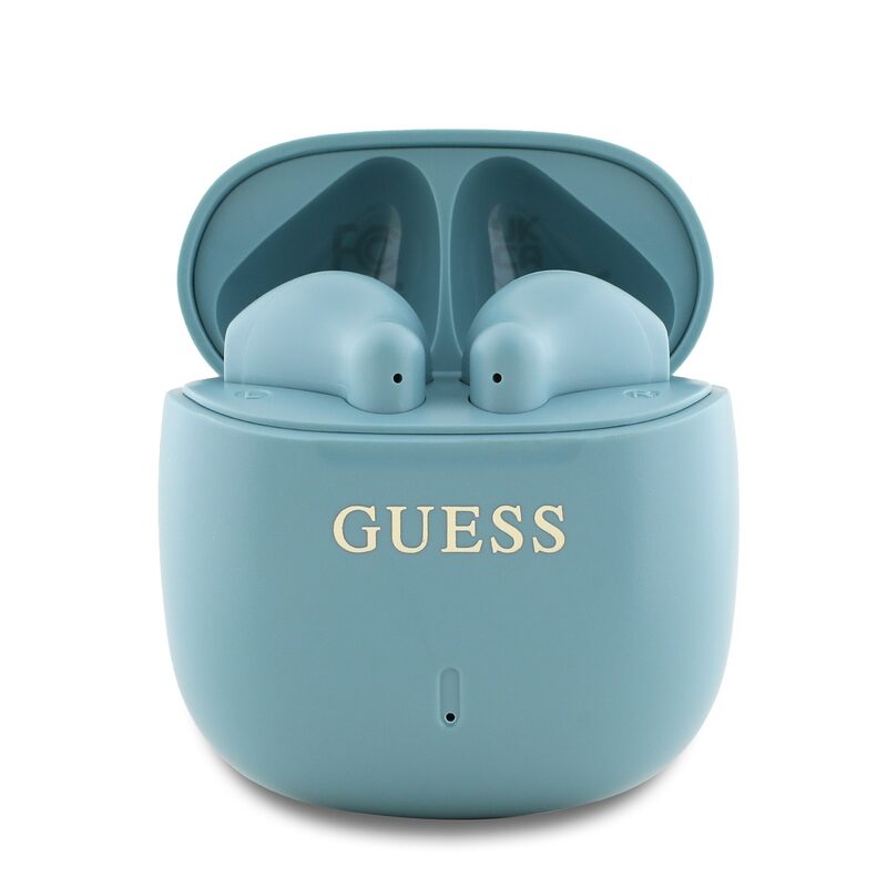 Sluchátka Bluetooth Guess Printed Classic Logo TWS IPX4 BT 5.3 Turquoise