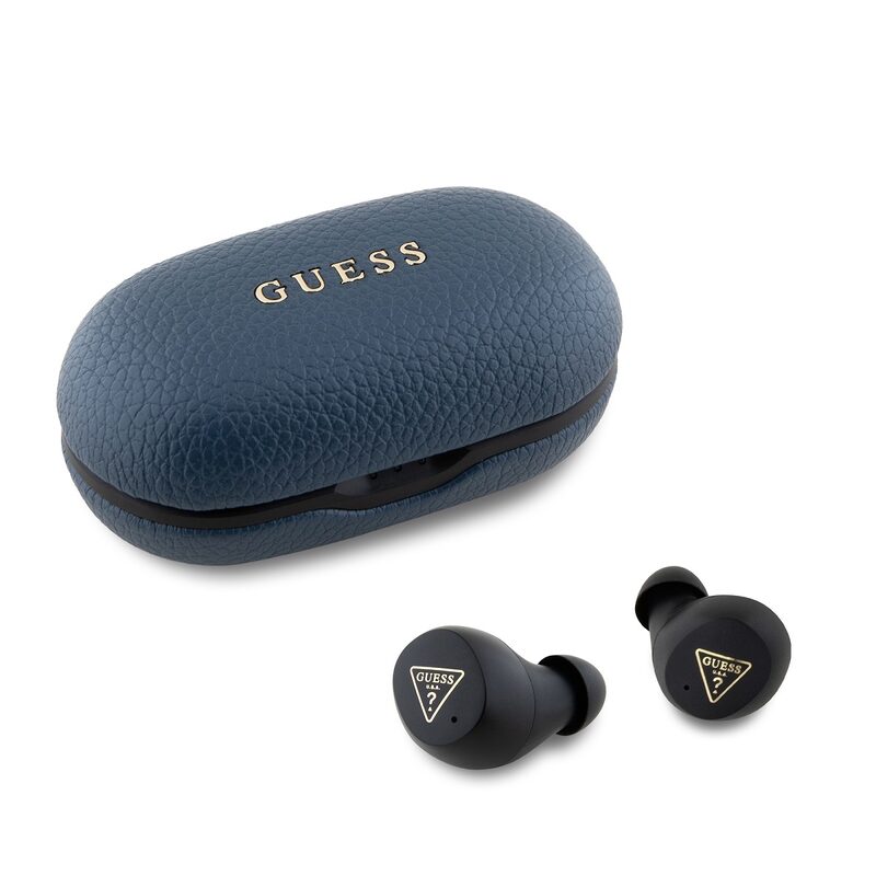 Sluchátka Bluetooth Guess PU Grained ENC TWS BT 5.3 IPX5 Blue