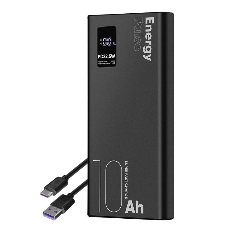 Zdroj záložní OBAL:ME EnergyPulse PowerBank 10000mAh PD 22.5W LCD USB-A, USB-C, microUSB černá