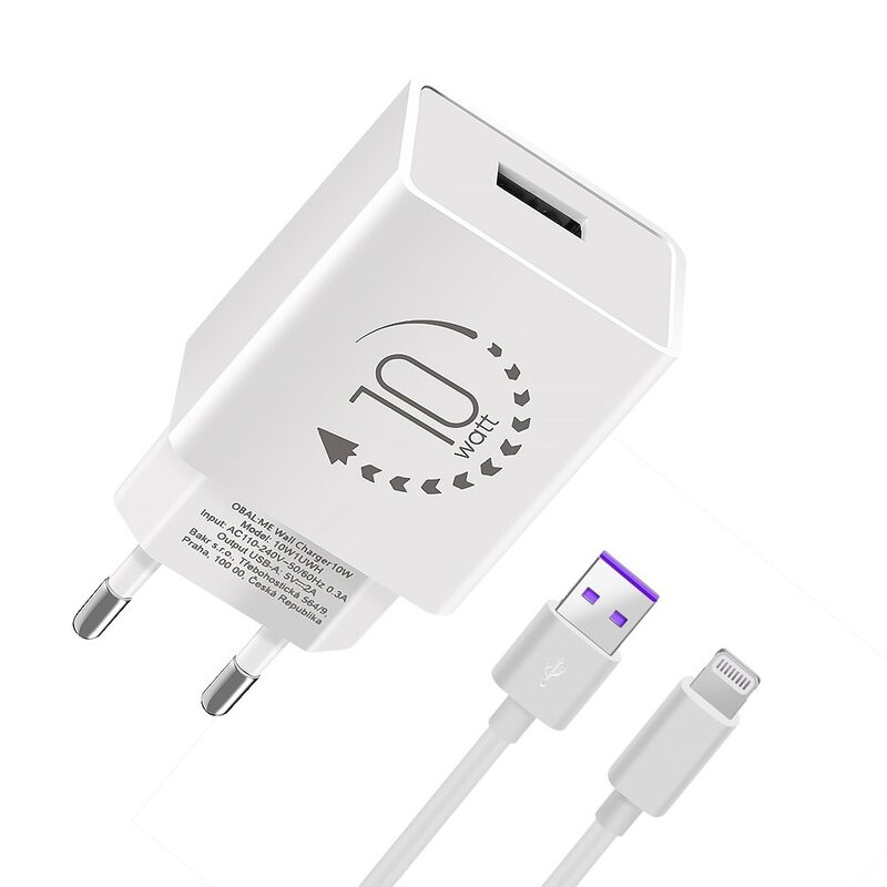 Nabíječka OBAL:ME USB-A 10W + USB-A/Lightning kabel 1m bílá