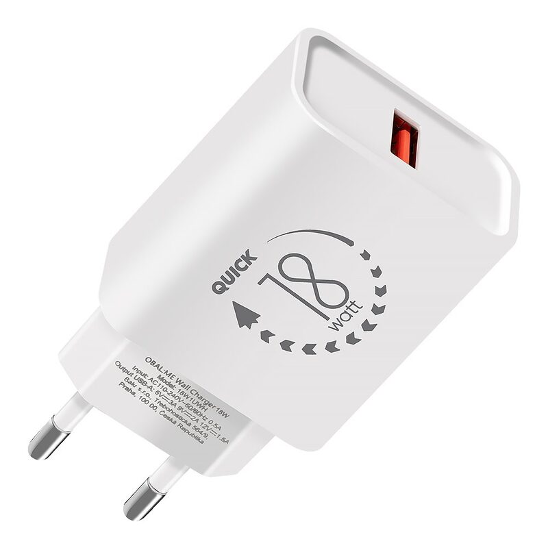 Nabíječka OBAL:ME USB-A 18W QC 3.0 bílá